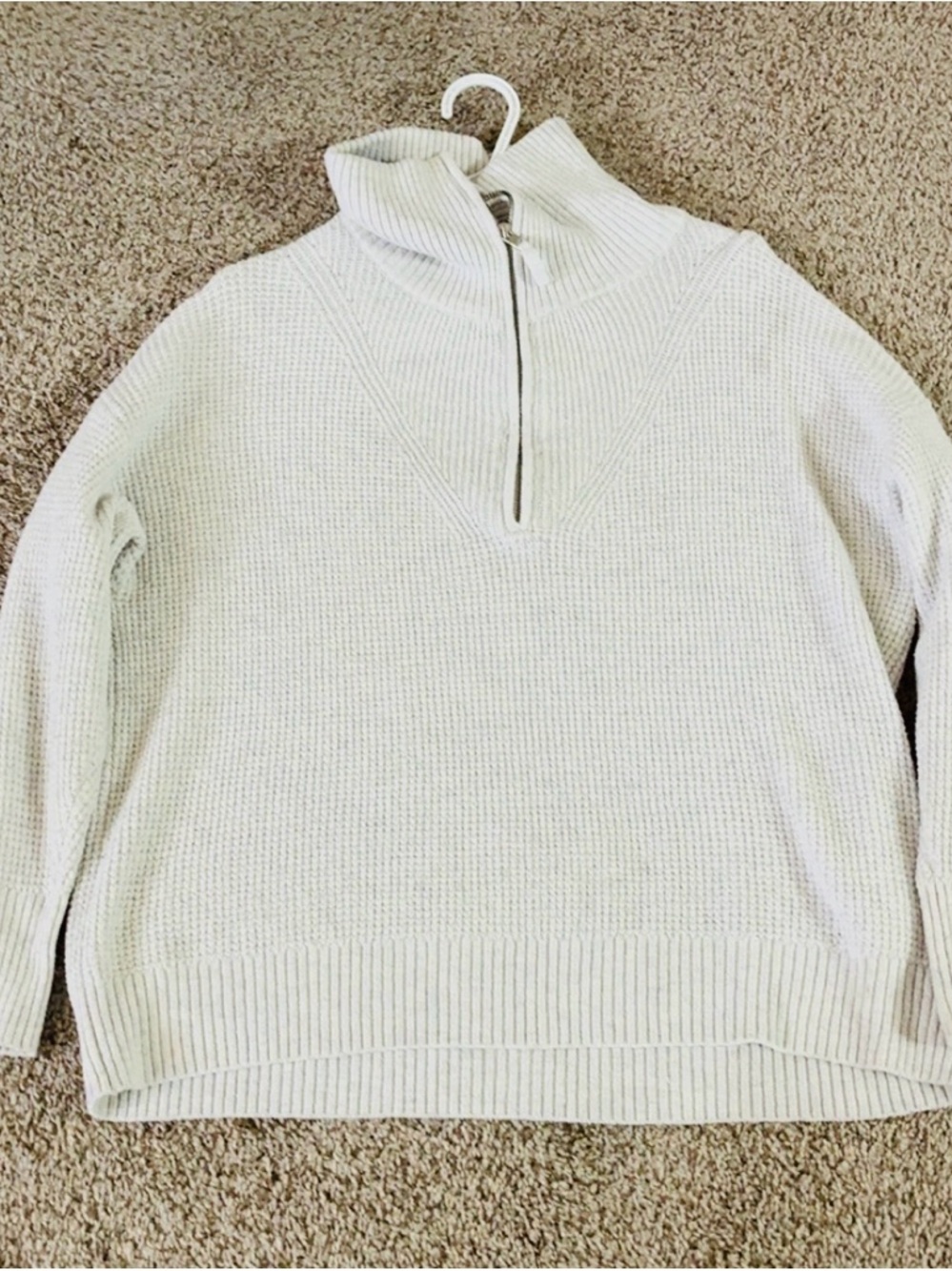 aerie Cream Half-Zip Turtleneck Sweater
